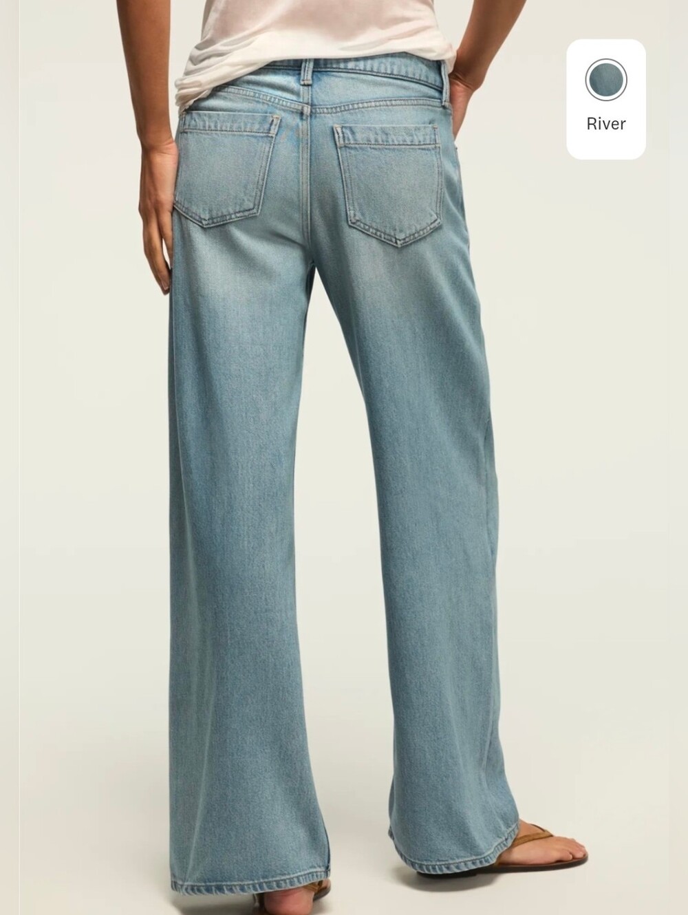 NWT Lucky Brand Tencel Lyocell Pleated Liquid Denim Luxe Palazzo Jeans Wide Leg - Picture 4 of 12